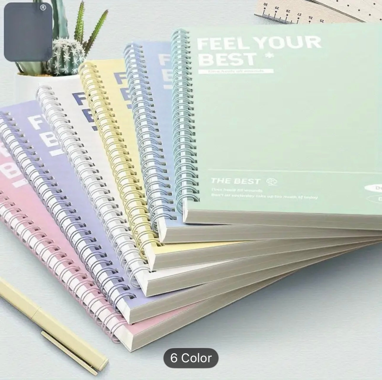 Scholarly Stride Premium A5 Spiral Notebook - 122 Pages, Thick Paper with Perforated Pages & Bookmarks, Colorful Cover Options (Pink, Yellow, Blue, Green) - Ideal for College Students & Professionals, Notebooks for School