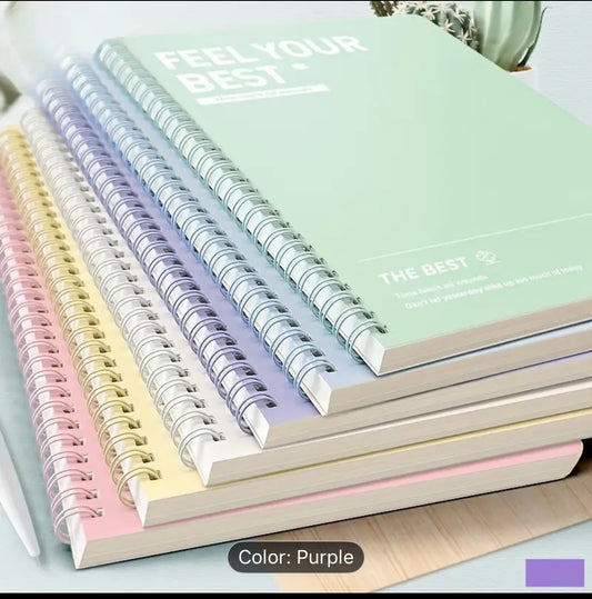 Scholarly Stride Premium A5 Spiral Notebook - 122 Pages, Thick Paper with Perforated Pages & Bookmarks, Colorful Cover Options (Pink, Yellow, Blue, Green) - Ideal for College Students & Professionals, Notebooks for School